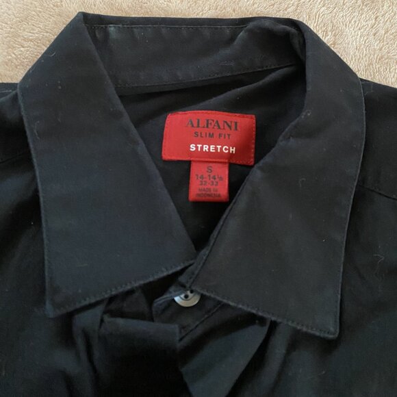 ALFANI Mens Slim Fit Stretch Button Down Dress Shirt Black SIZE S 14/14.5 - Picture 3 of 6